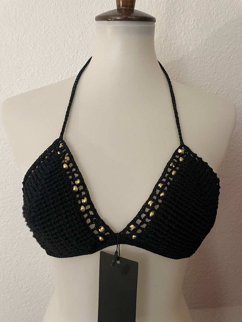 ViX Swim Bikini Top Drew Tri Crochet Studded Coastal Bohemian Indie